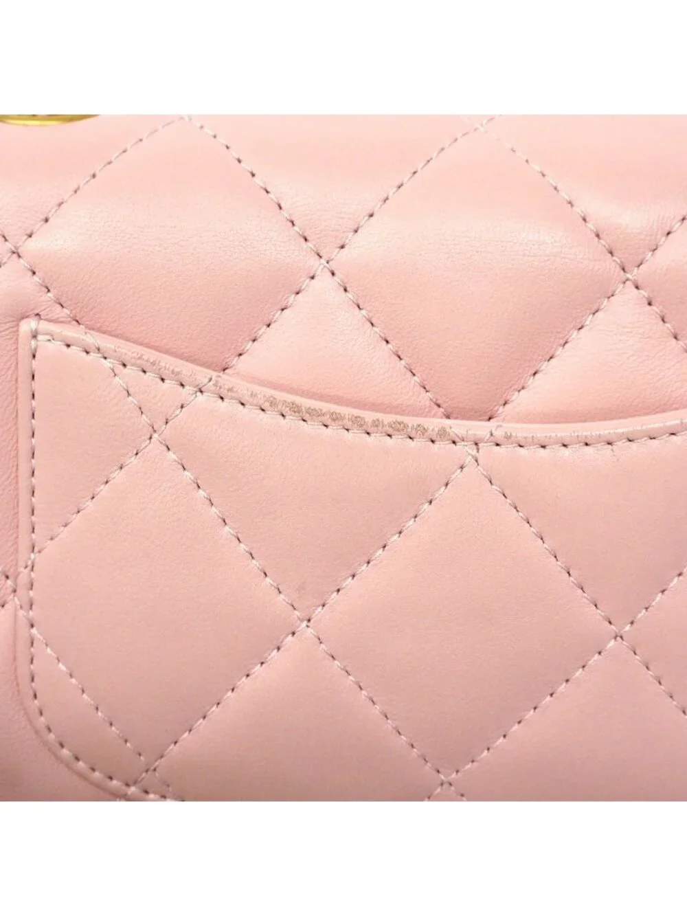 Chanel Shoulder Bag Mini Quilted Lambskin Pink Gold